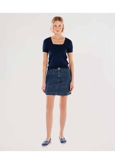 Yargıcı Cepli Detaylı Kısa Denim Etek 25yket4007x 484 Lacivert