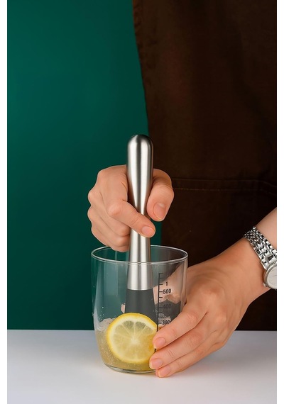 Çelik Kokteyl Muddler Barware Mojito Kokteyl Tokmağı Cin511slv Ahşap - Beyaz