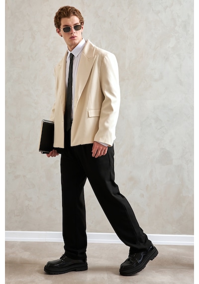 Hyman Erkek Oversize Blazer Ceket Ekru