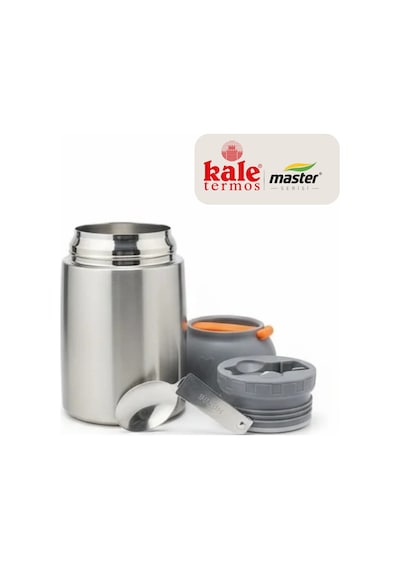 Kale Master 650 Ml Çelik Yemek Termosu 304 Paslanmaz Çelik Termal Yemek Kabı, Katlanabilir Kaşıklı Ve Taşıma Kulplu-497 Gümüş