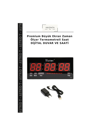 Premium Büyük Ekran Zaman Ölçer Termometreli Saat Dijital Duvar Ve Saati Çok Renkli
