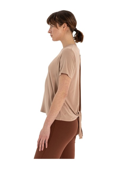 Inguz Sırt Bağlamalı Modal Yoga T-shirt Bej