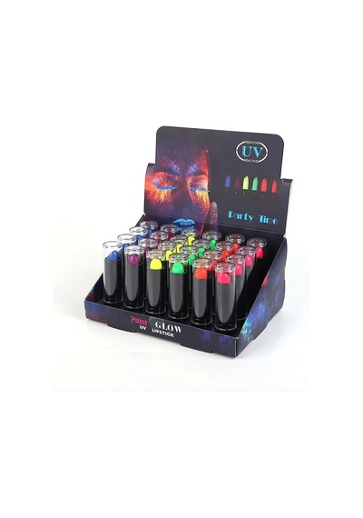Karanlıkta Parlayan Yanan Uv Neon Ruj Yüz Boyama 6 Adet 6 Renk Çok Renkli