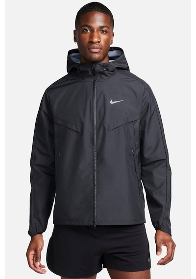 Nike Running Storm Fit Windrunner Hoodie Jacket Erkek Su İtici Kapüşonlu Reflektörlü Yürüyüş Koşu Ceketi Siyah