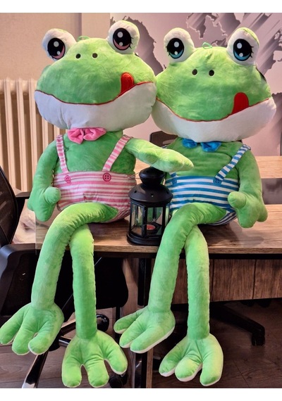 Peluş 2 Li Kurbağa Set Uzun Bacak Kurbağa 100 Cm Uyku Arkadaşı Oyun Arkadaşı 2li Set Renkli