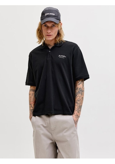 Jack & Jones Jjearchive Graphic Polo Ss Ln Erkek T-shirt-32843 Siyah