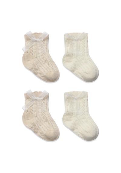 Erturkstore Fiyonklu Penye Soket Çorap 2li 10149 Bej Çok Renkli