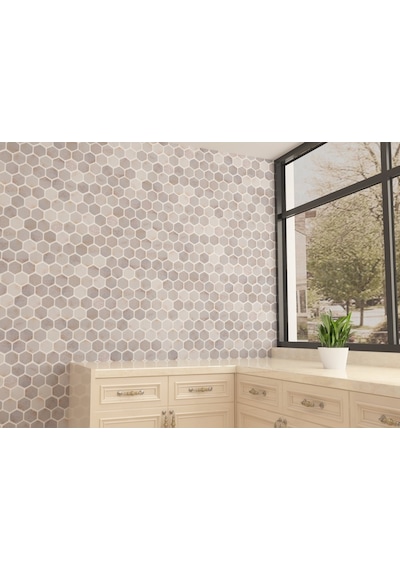 Tuqco Doğaltaş 2" Altıgen (Hexagon) Golden Eskitme Mermer Mozaik