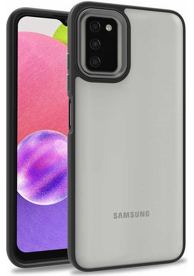 Zore Galaxy Uyumlu A03s Kılıf Flora Kapak - Siyah Siyah