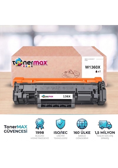 Hp Laserjet Mfp M236d Uyumlu  Toner Çipli W1360x 20'li 2.600 Sayfa