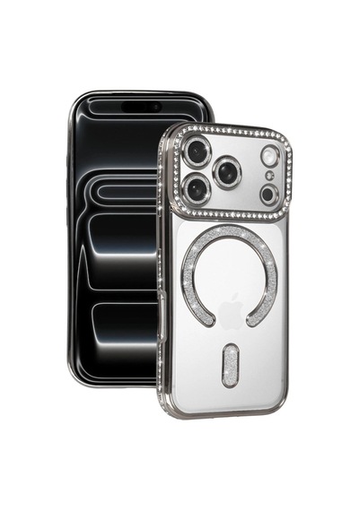 Apple   Uyumlu   iPhone 17 Pro Max Joke Simli Magneticsafe Kılıf - Gümüş