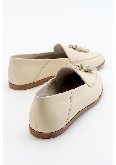 Luvishoes F04 Ekru Bej Cilt Hakiki Deri Ayakkabı Bej - Ekru