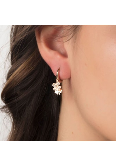Sembol Gold Yonca Altın Küpe 14 Ayar Rose Gold