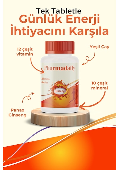 Pharmadaily Ginseng Içerikli Multivitamin Enerji 30 Tablet