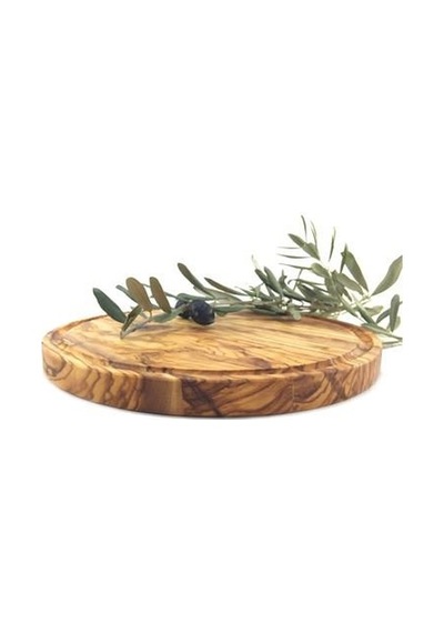 Zethome Zeytin Ağacı Ahşap Yuvarlak. Oluklu Steak / Pizza Tahtası