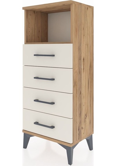 Arges Komodin Tek Raflı 4 Çekmeceli 44x30x106 Çam-aytaşı Çam