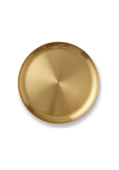 30 Cm Yuvarlak Altın Renk Metal Servis Tepsisi, Dekoratif Sunum Tepsisi, Kahve Ve İçecek Servisi İçin Şık Gold Tepsi