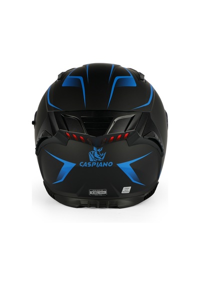 Caspiano Homer Full-face Led Işıklı Matt Black / Blue Motosiklet Kaskı Ece-r 22.06 Sertifikalı Mavi