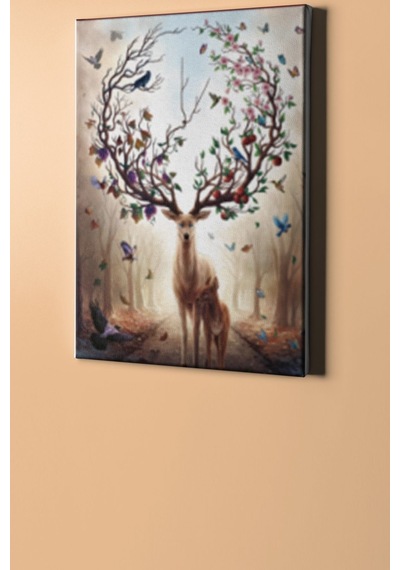 Webstyle Sayılarla Boyama Seti Kasnaklı Soyut Geyik 50 X 65 Cm