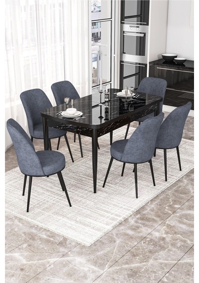 Canisa Concept Kor Serisi 70x114 Açılabilir Mutfak Masası Takımı Siyah Mermer Desen Masa 6 Füme Sandalye Masa Siyah Mermer Desen Sandalyeler Füme Canisa Concept Kor Serisi 70x114 Açılabilir Mutfak Masası Takımı Siyah Mermer Desen Masa 6 Füme Sandalye Masa Siyah Mermer Desen Sandalyeler Füme