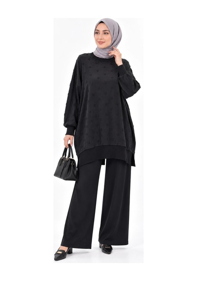 Nuss 3043 İpek Kupra Vegan Tunik Siyah