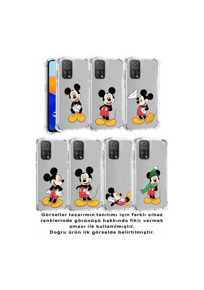 Xiaomi Redmi 10a Köşe Korumalı Antişok Kapak Mickey Mouse Tasarımlı Şeffaf Kılıf