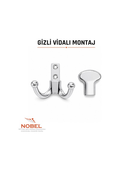 Melon Askı, Metal Vestiyer Askısı, Krom, Duvar Ve Dolap Askılığı 5'li Set Vidalı