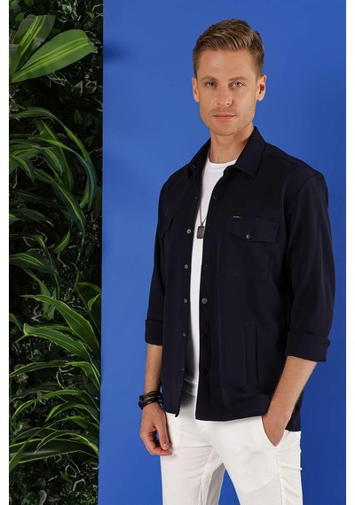 Efor G 1534 Slim Fit Lacivert Klasik Gömlek Lacivert