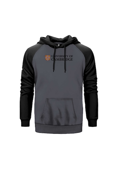 University Of Cambridge Logo Text Gri Renk Reglan Kol Sweatshirt Gri