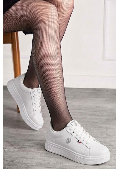 Nstil Unisex Spor Ayakkabı Rahat Yumuşak Taban Kaymaz Günlük Bağcıklı Sneaker 034 Beyaz