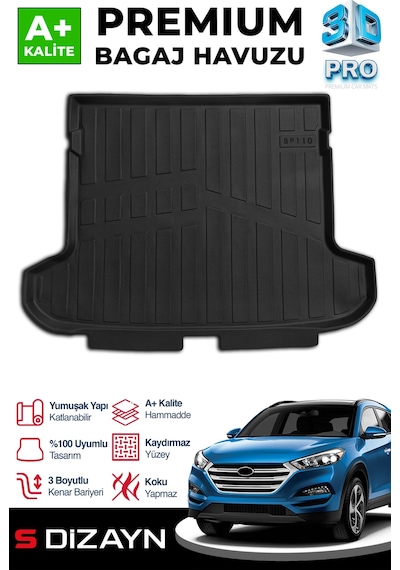 S-dizayn Hyundai Tucson 3d Pro Bagaj Havuzu 2015-2021 A+ Kalite