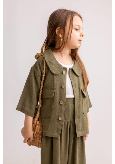 Oliven The Kid Oliventhekid Haki Keten Bebe Yaka Önden Düğmeli Kapaklı Cepli Kısa Kol Kız Çocuk Ceket Haki Haki Oliven The Kid Oliventhekid Haki Keten Bebe Yaka Önden Düğmeli Kapaklı Cepli Kısa Kol Kız Çocuk Ceket Haki Haki