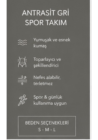 Cocosushicooo Kadın Gri Spor Takım Yüksek Bel Toparlayıcı Biker Tayt Ve Sırt Detaylı Spor Büstiyer