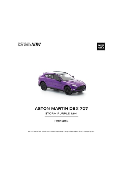 Pop Race Aston Martin Dbx 707 Storm Purple 1:64 Diecast Model Araba Pr640268 Mor