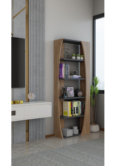6 Raflı Kitaplık 50 Cm Seti Salon Rafı Ofis Mobilyası - Dekoratif & Kitap Rafı Antrasit - Atlantik Çam 6 Raflı Kitaplık 50 Cm Seti Salon Rafı Ofis Mobilyası - Dekoratif & Kitap Rafı Antrasit - Atlantik Çam