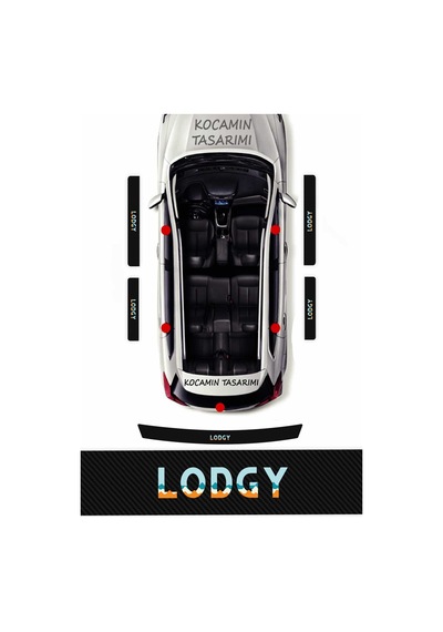 Karbon Kaplama Dacia Lodgy Kapı Eşiği Koruyucu Seti 5 Parça Şık Renkli Baskı