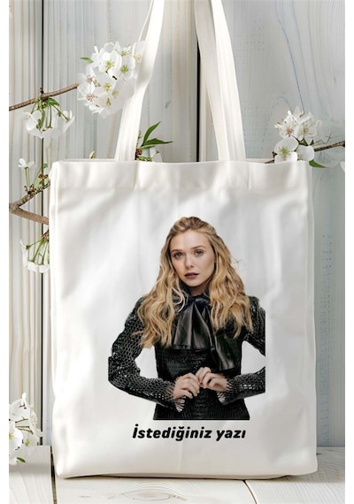 Art Hediye Elizabeth Olsen Baskılı Bez Çanta Kişiye Özel Model 1 Çok Renkli