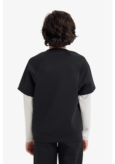 Defacto Erkek Çocuk Oversize Geniş Kalıp Bisiklet Yaka Baskılı Skuba Dalgıç Kumaş Sweatshirt G6140a826spbk81 Siyah-bk81