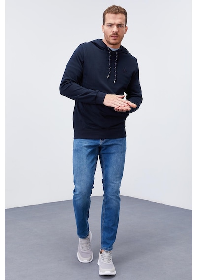 Tommy Life Lacivert Kanguru Cep Standart Kalıp Kapüşonlu Erkek Sweatshirt - 87872 Lacivert