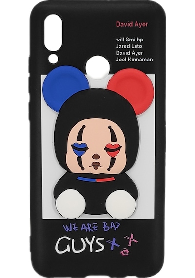 Nettech Huawei P Smart 2019 Uyumlu Three D Case Seri Arka Koruma Kılıf - Siyah Siyah