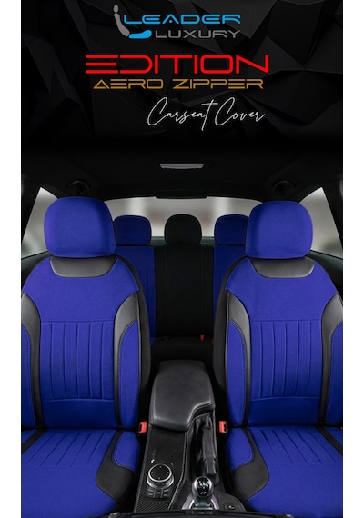 Renault 11 Flash Uyumlu Lüx Deri Detaylı Tay Tüyü Oto Koltuk Kılıfı Ön Arka Takım Edition Serisi Mavi