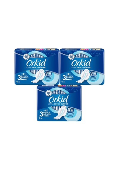 Orkid Ultra Extra Hijyenik Ped Gece & Gündüz 3 x 6'lı