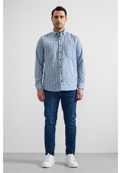 Süvari Buz Mavi Regular Düğmeli Yaka Kareli Casual Gömlek Gm2008000257-m01 Buz Mavi Süvari Buz Mavi Regular Düğmeli Yaka Kareli Casual Gömlek Gm2008000257-m01 Buz Mavi