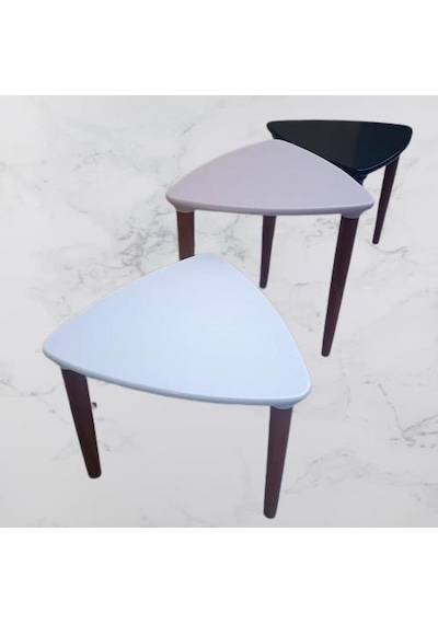 Zigon Sehpa Model 90517 Konik Ayak Üçgen Tabla Üç Renk Kutuda Sevk El Yapım