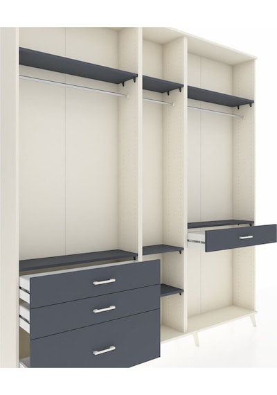 Arges Dolap 7 Raflı 4 Çekmeceli 3 Askılı 220x30x243 Aytaşı-antrasit/antrasit Antrasıt/antrasıt