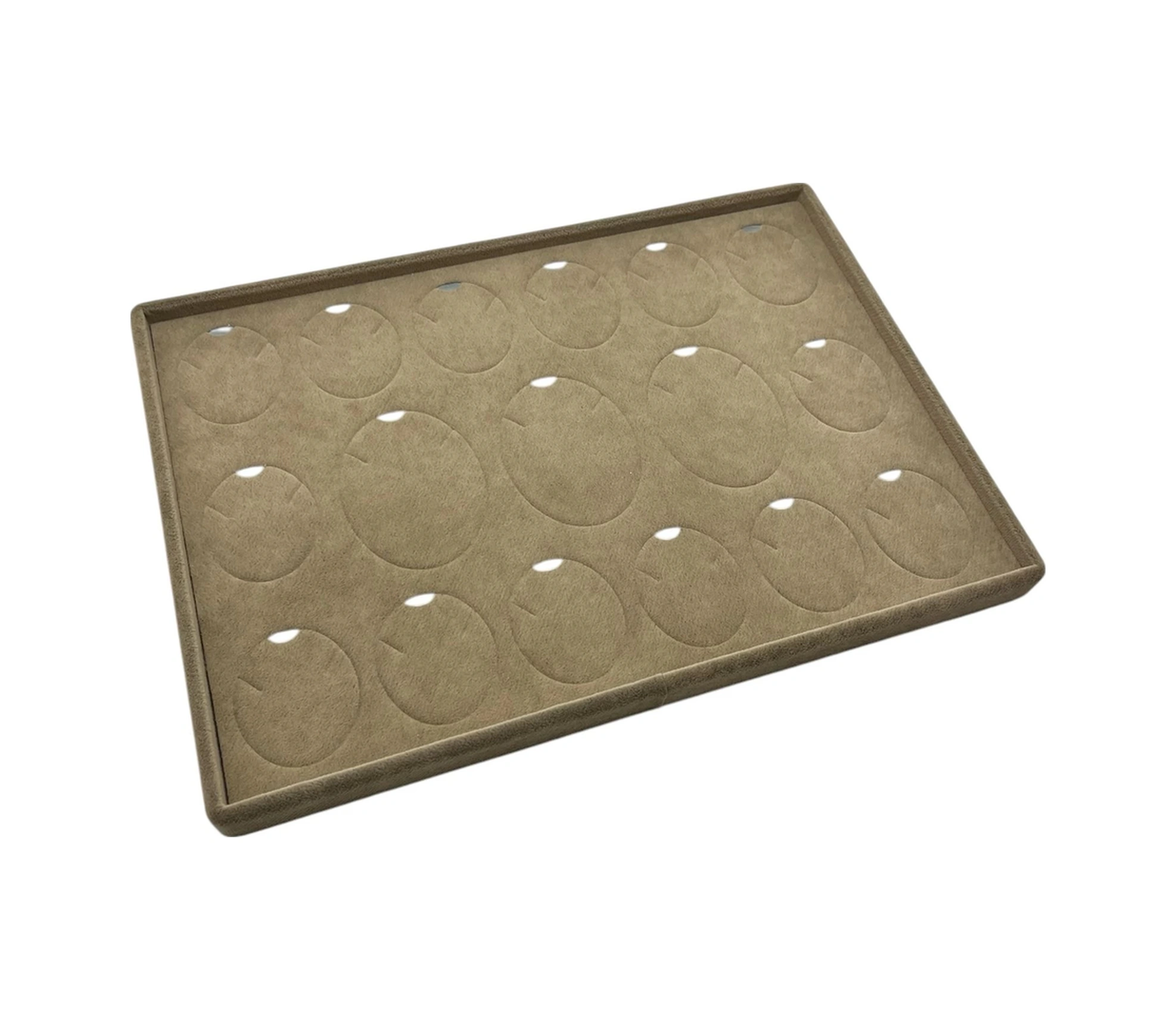 Süet Kumaş Kahve 34-24 Cm Ayaklı 17 Pedli Kolye Tabla Stand