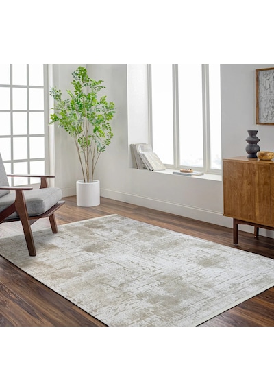 Bespoky Runner 5007a Soyut Salon Halısı Dijital Baskı Kaymaz Krem