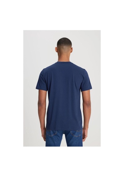 Loose Fit Erkek Lacivert Bisiklet Yaka Tişört