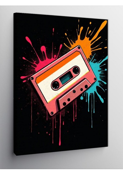 Kanvas Tablo Renkli Kaset Grafiti 70cmx100cm