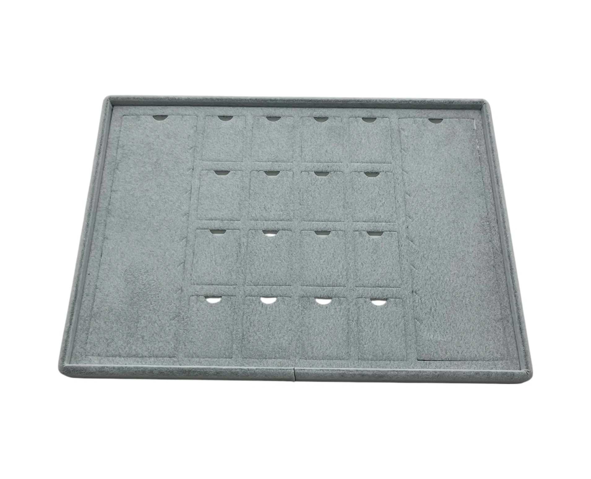 Süet Kumaş Gri 34-24 Cm Ayaklı 18 Pedli Kolye Tabla Stand